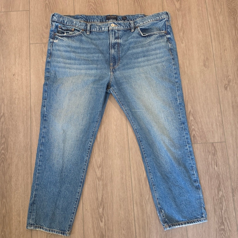 Lucky Brand Mens Distressed Straight Leg Jeans Medium Wash W46 L30 blue pants
